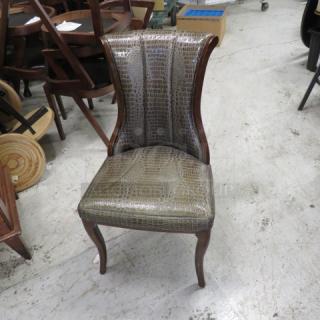 Wooden Brown Faux Crocodile Accent Chair. 2XBID - Item #1190149