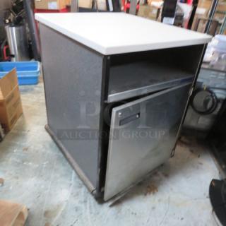 One 1 Door Wassertom Cabinet With 3 SS Undershelves. On Casters. 30X33X39