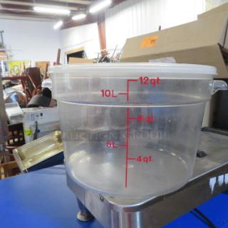 One 12 Quart Round Food Storage Container With Lid.
