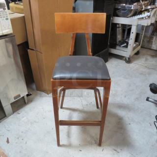 Wooden Bar STool With A Cushioned Seat. 3XBID - Item #1190200