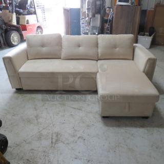 One Awesome White Couch With Pullout Bed And Under Storage. 93X60
