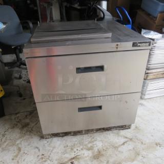 One Delfield 2 Drawer Refrigerator. 115 Volt. Model# UCD4432N-9M-DD1. 32X32X33.5. WORKING NOT COLD. $4923.00 - Item #1190251