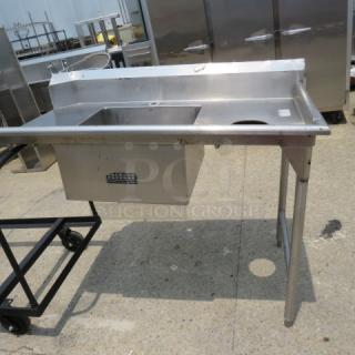 One Stainless Steel Dirty Side Dish Washer Table. 50X26X40