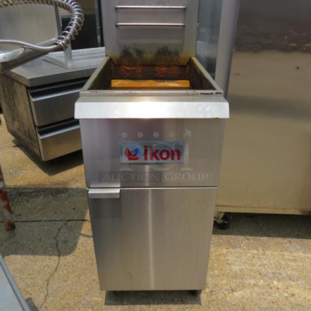 One IKON Natural Gas Deep Fryer On Casters.  Model# IGF-35/40. 15.5X30.5X44 - Image 1 of 2