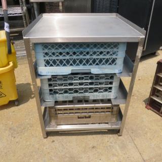 One Stainless Steel Dishwasher Rack Holder, With 3 Dishwasher Racks. 22X23X30 - Item #1190271