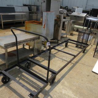 One Black Metal Table Cart On Casters. 94X30X38