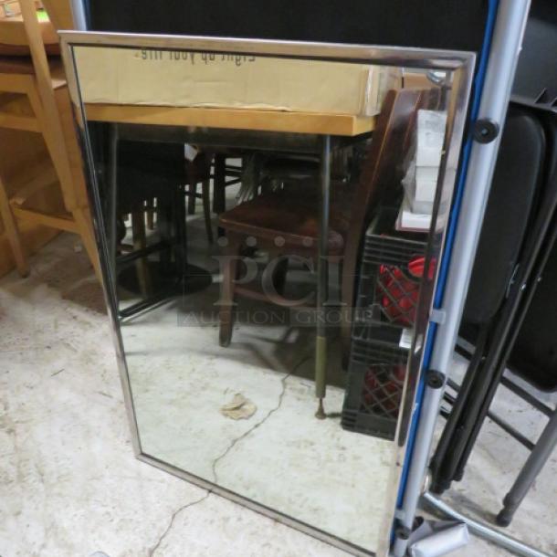 One Stainless Steel Framed Mirror. 36X24 - Image 1 of 2
