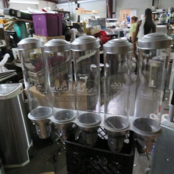 One Rosseto EZSERVE Dry Food Dispenser With Wall Mount Metal Holder With 5 Dry Food Dispensers. - Image 1 of 1