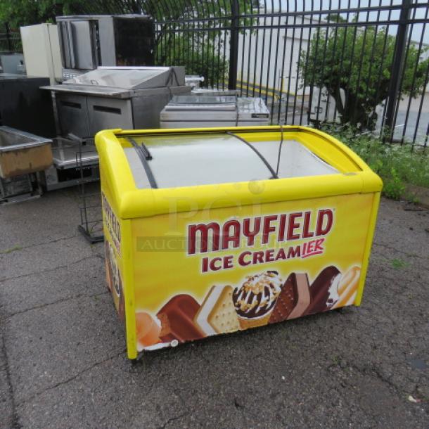 One WORKING  Coldtech Merchandising Freezer On Casters. Only 1 Sliding Glass.  48X29X34 - Image 1 of 1