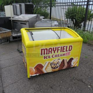 One WORKING  Coldtech Merchandising Freezer On Casters. Only 1 Sliding Glass.  48X29X34
