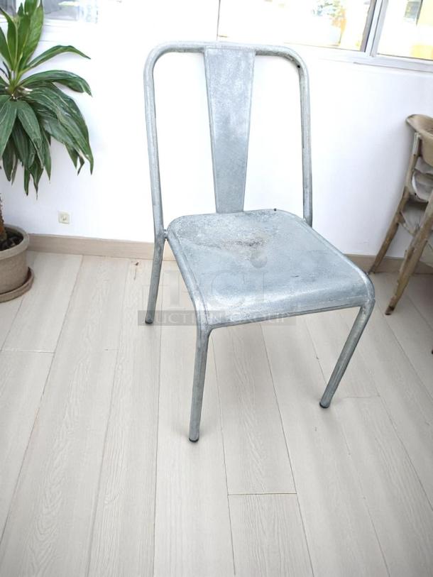 Excellent Condition Industrial Metal Chairs – Stackable Galvanized Steel – Lot of 6 – Fully Tested & Working! - Image 3 of 4