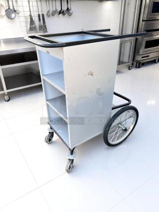 Excellent Condition Utility Transport Cart – White & Black 3-Shelf Rolling Service Cart – 115V Compatible – Fully Tested & Working!