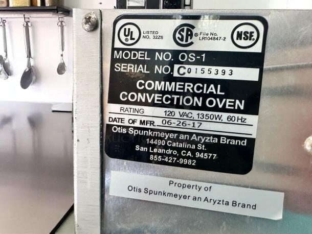 Excellent Condition Commercial Convection Oven – Otis Spunkmeyer OS-1 – 120V – Fully Tested & Working! - Image 8 of 8