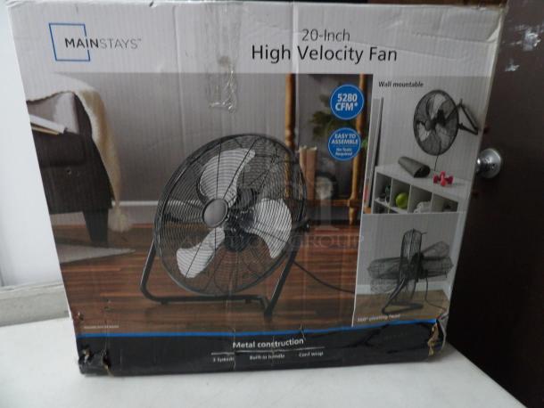High Velocity Fan, 20 inch, Brand Mainstays, 3 speeds, Metal Construction, wall mountable.
Brand new in box!! - Image 1 of 5