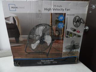 High Velocity Fan, 20 inch, Brand Mainstays, 3 speeds, Metal Construction, wall mountable.
Brand new in box!!