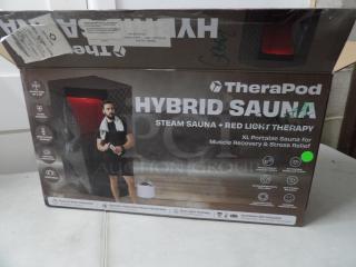 TheraPod Hybrid Sauna, Steam Sauna + red Light therapy, XL portable Sauna includes chair and carry case and remote control
In original box, powers on looks brand new