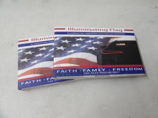 Illuminating Flag for rear window, flag lights up in the nighttime with solar power, 2 pack
New In box