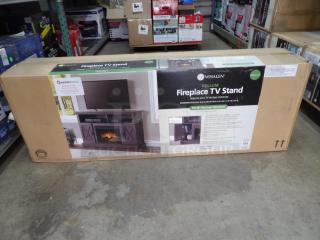 Fireplace TV Stand, Whalen Brand Fits 65-inch Flat Panel TV 80 lb. capacity, color - gray finish, 53.75x15x34, model# WMFP54EC-26GR
New in box, not used