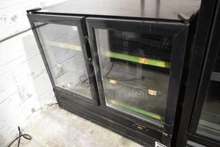 SG Merchandising DD-12 Metal Commercial 2 Door Reach In Cooler Merchandiser w/ Metal Shelves. 115 Volts, 1 Phase.