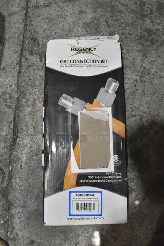 BRAND NEW SCRATCH AND DENT! Regency 600GKM3448 48" Mobile Gas Connector Hose Kit with 2 Elbows, Full Port Valve, Restraining Device, and Quick Disconnect - 3/4"