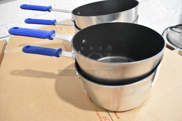 6 BRAND NEW SCRATCH AND DENT! Items Including 2 Vollrath Z434112 Wear-Ever 1.5 Qt. Tapered Non-Stick Aluminum Sauce Pan with SteelCoat x3 and Blue Silicone Cool Handle, 2 Vollrath Z434212 Wear-Ever 2.75 Qt. Tapered Non-Stick Aluminum Sauce Pan with SteelCoat x3 and Blue Silicone Cool Handle, 2 Vollrath Z434412 Wear-Ever 4.5 Qt. Tapered Non-Stick Aluminum Sauce Pan with SteelCoat x3 and Blue Silicone Cool Handle. 6 Times Your Bid! - Image 3 of 9