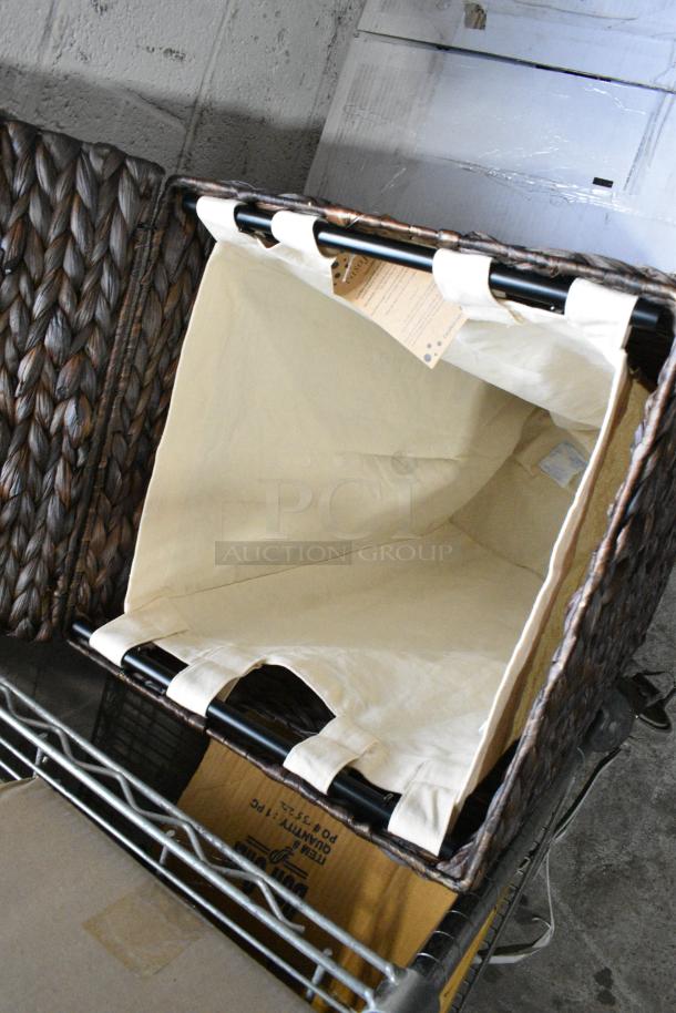 BRAND NEW SCRATCH AND DENT! Casafield Espresso Colored Wicker Style Laundry Basket. - Image 3 of 4