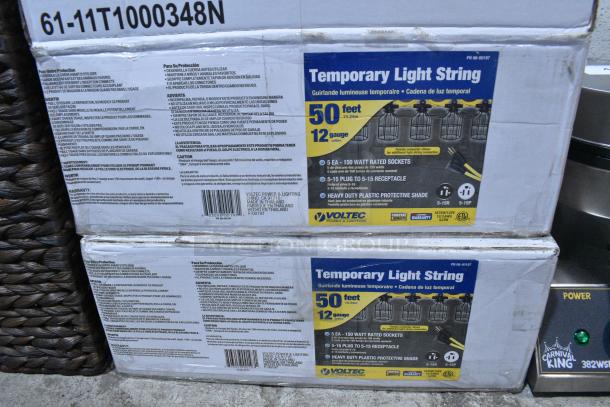 2 BRAND NEW SCRATCH AND DENT! Voltec 08-00197 U-Ground Work Light String with 5 Metal Cages - 50' 12/3 Cord, 150W Bulb Rating. 2 Times Your Bid! - Image 2 of 5