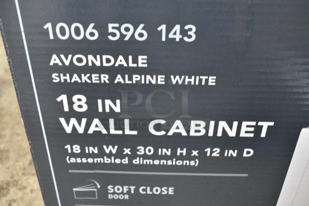 BRAND NEW SCRATCH AND DENT! Hampton Bay 1006 596 143 Avondale 18 in. W x 12 in. D x 30 in. H Ready to Assemble Plywood Shaker Wall Kitchen Cabinet in Alpine White - Image 3 of 4