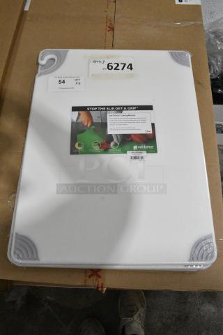 3 BRAND NEW SCRATCH AND DENT! San Jamar CBG182412WH Saf-T-Grip® 24" x 18" x 1/2" White Cutting Board with Hook. 3 Times Your Bid!