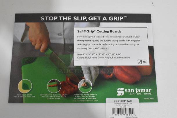 3 BRAND NEW SCRATCH AND DENT! San Jamar CBG182412WH Saf-T-Grip® 24" x 18" x 1/2" White Cutting Board with Hook. 3 Times Your Bid! - Image 3 of 4