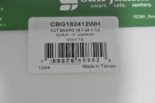 3 BRAND NEW SCRATCH AND DENT! San Jamar CBG182412WH Saf-T-Grip® 24" x 18" x 1/2" White Cutting Board with Hook. 3 Times Your Bid! - Image 4 of 4