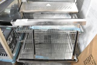 BRAND NEW SCRATCH AND DENT! ServIt 423HDM26SA HDM-26 26" Self / Full Service 3 Shelf Countertop Heated Display Case with Sliding Doors. See Pictures for Broken Glass. 120 Volts, 1 Phase. Cannot Test Due To Damaged Plug