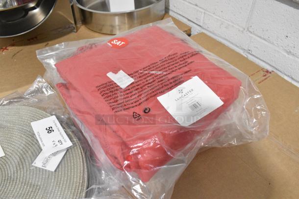 4 BRAND NEW SCRATCH AND DENT! Items Including Taupe 66304 Round Woven Placemat and 427UMCSR09SB Lancaster Table & Seating 9' Round Poppy Red Replacement Umbrella Canopy for Steel Push Lift Umbrellas. 4 Times Your Bid! - Image 4 of 5