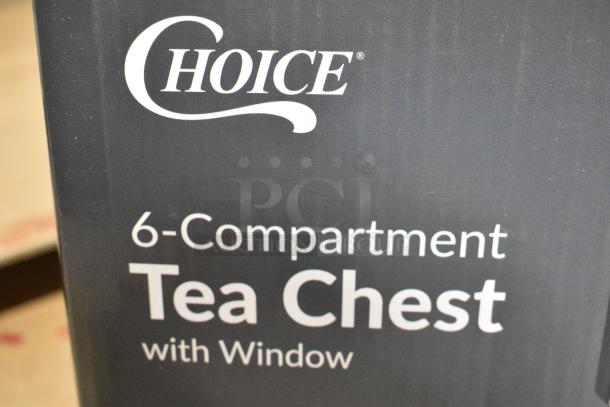 2 BRAND NEW SCRATCH AND DENT! Choice 176WTCH6 Black Wood 6 Compartment Tea Chest with Window. 2 Times Your Bid! - Image 2 of 7