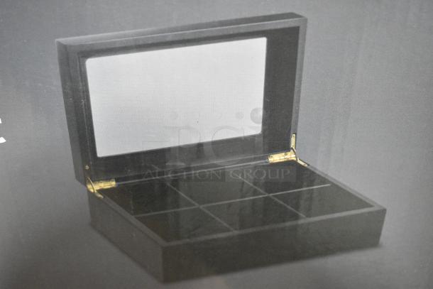 2 BRAND NEW SCRATCH AND DENT! Choice 176WTCH6 Black Wood 6 Compartment Tea Chest with Window. 2 Times Your Bid! - Image 3 of 7