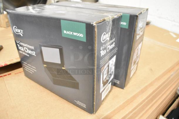 2 BRAND NEW SCRATCH AND DENT! Choice 176WTCH6 Black Wood 6 Compartment Tea Chest with Window. 2 Times Your Bid! - Image 7 of 7