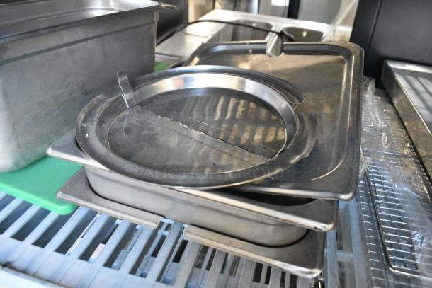 ALL ONE MONEY! Tier Lot of Various Items Including Clear Poly Drop In Bins, Stainless Steel Lid, Donut Racks, Stainless Steel Drop In Bins - Image 6 of 7