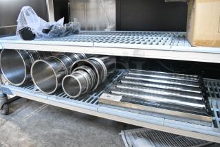 ALL ONE MONEY! Tier Lot of Various Stainless Steel Items Including Hood Filter, Cylindrical Drop In Bins