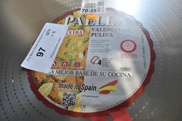 3 BRAND NEW SCRATCH AND DENT! Matfer Bourgeat 27 1/2" Polished Carbon Steel Paella Pan 071050. 3 Times Your Bid! - Image 2 of 3