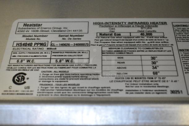 BRAND NEW SCRATCH AND DENT! Heatstar HS4040 PPNG 40,000 BTU Natural Gas High Intensity Radiant Power Pile Industrial Heater - Image 5 of 5