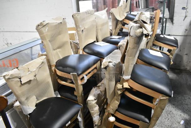 26 BRAND NEW SCRATCH AND DENT! Lancaster Table & Seating Wooden Dining Height Chair w/ Black Seat Cushion. 26 Times Your Bid! - Image 6 of 6