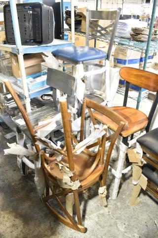 6 BRAND NEW SCRATCH AND DENT! Chairs Including Dining Height Crossback, Bar Height and Dining Height Wooden. 6 Times Your Bid!
