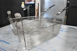2 BRAND NEW SCRATCH AND DENT! 190FB9176 16 3/4" x 8 1/2" x 5 7/8" Fryer Basket with Front Hook. 2 Times Your Bid!