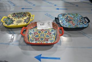 3 Colorful Ceramic Dishes. 3 Times Your Bid!