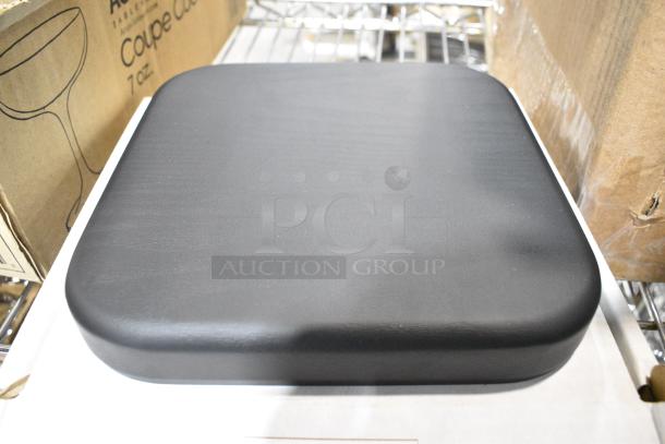 BRAND NEW SCRATCH AND DENT! Box of 11 Lancaster Table & Seating 164TFBLKSAMP 8" x 8" Square Thermo-Formed MDF Table Top with Black Wood Finish - Sample - Image 1 of 7