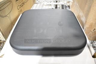 BRAND NEW SCRATCH AND DENT! Box of 11 Lancaster Table & Seating 164TFBLKSAMP 8" x 8" Square Thermo-Formed MDF Table Top with Black Wood Finish - Sample