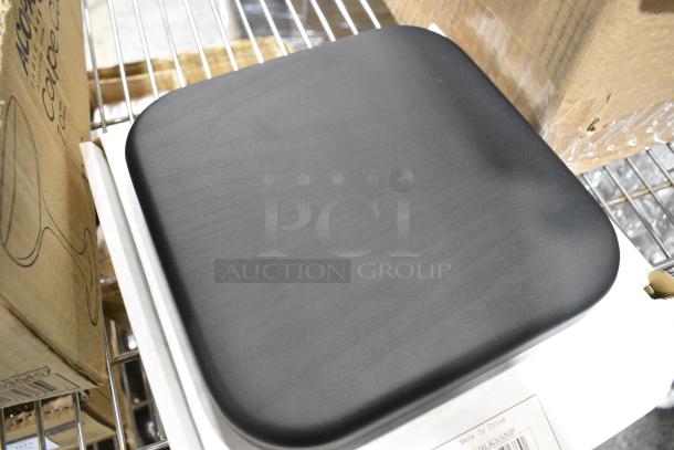 BRAND NEW SCRATCH AND DENT! Box of 11 Lancaster Table & Seating 164TFBLKSAMP 8" x 8" Square Thermo-Formed MDF Table Top with Black Wood Finish - Sample - Image 4 of 7