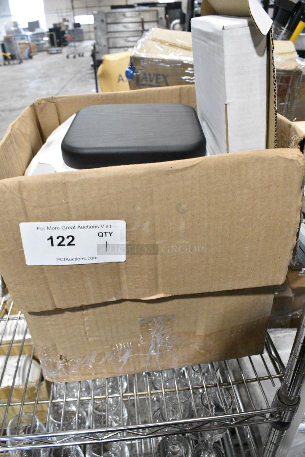 BRAND NEW SCRATCH AND DENT! Box of 11 Lancaster Table & Seating 164TFBLKSAMP 8" x 8" Square Thermo-Formed MDF Table Top with Black Wood Finish - Sample - Image 6 of 7