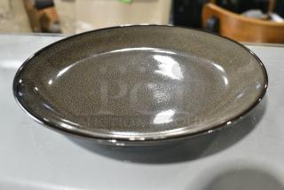 24 BRAND NEW SCRATCH AND DENT! Luzerne Rustic by Oneida 1880 Hospitality L6753059119 6 1/2" Chestnut Porcelain Round Coupe Plate. 24 Times Your Bid!