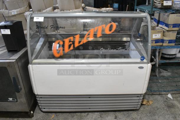 iarp AFRIKA 126 Metal Commercial Floor Style Gelato Case Merchandiser w/ Stainless Steel Drop In Bins. 115 Volts, 1 Phase. Tested and Working! - Image 1 of 8